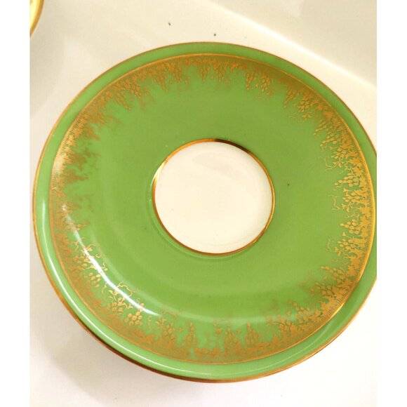 Vintage Coalport Bone China Demitasse Cups & Saucers Sets One Green/One Yellow - Picture 9 of 16